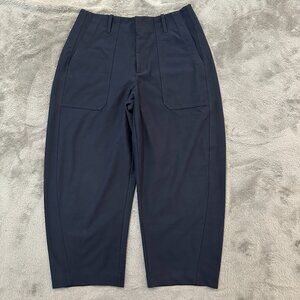 Athleta High Rise Skyline Barrel Leg Pants Women's 12 Petite 12P Navy Blue 2025